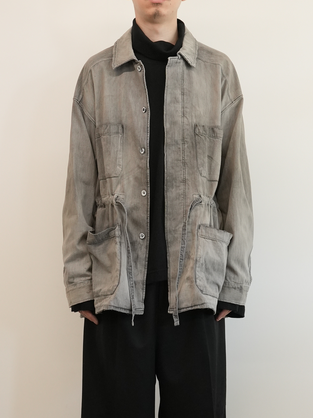 AGING DENIM SHIRT JACKET(BLACK)