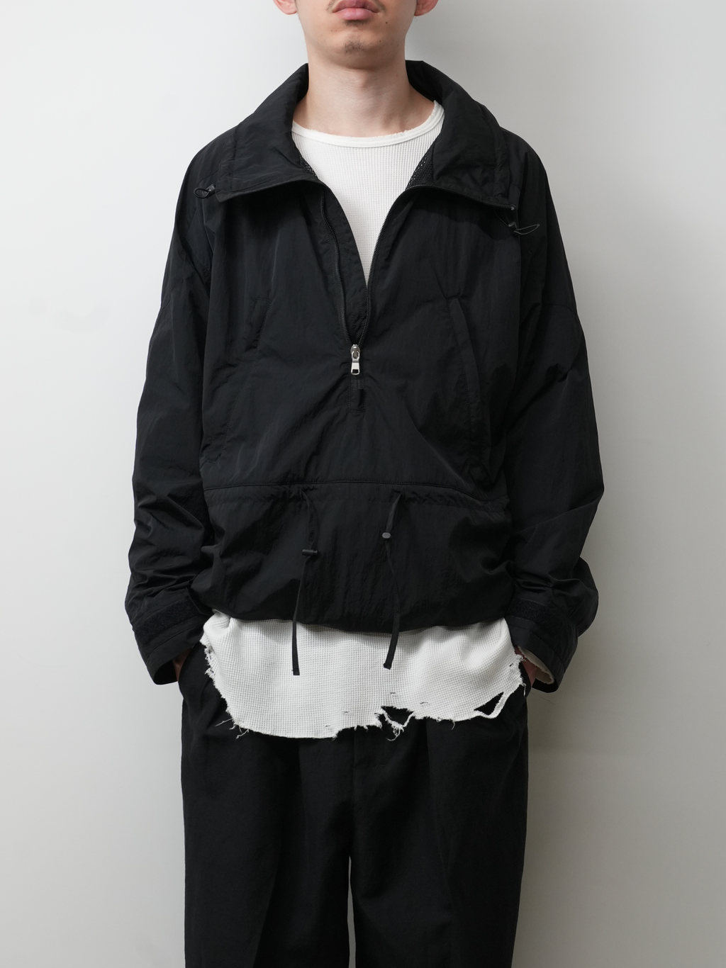 NYLON PULLOVER JACKET(BLACK) – ANCELLM NYLON PULLOVER JACKET(BLACK) – ANCELLM