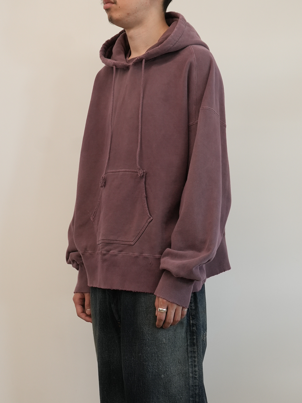 DYED DAMAGE HOODIE(CHERRY)