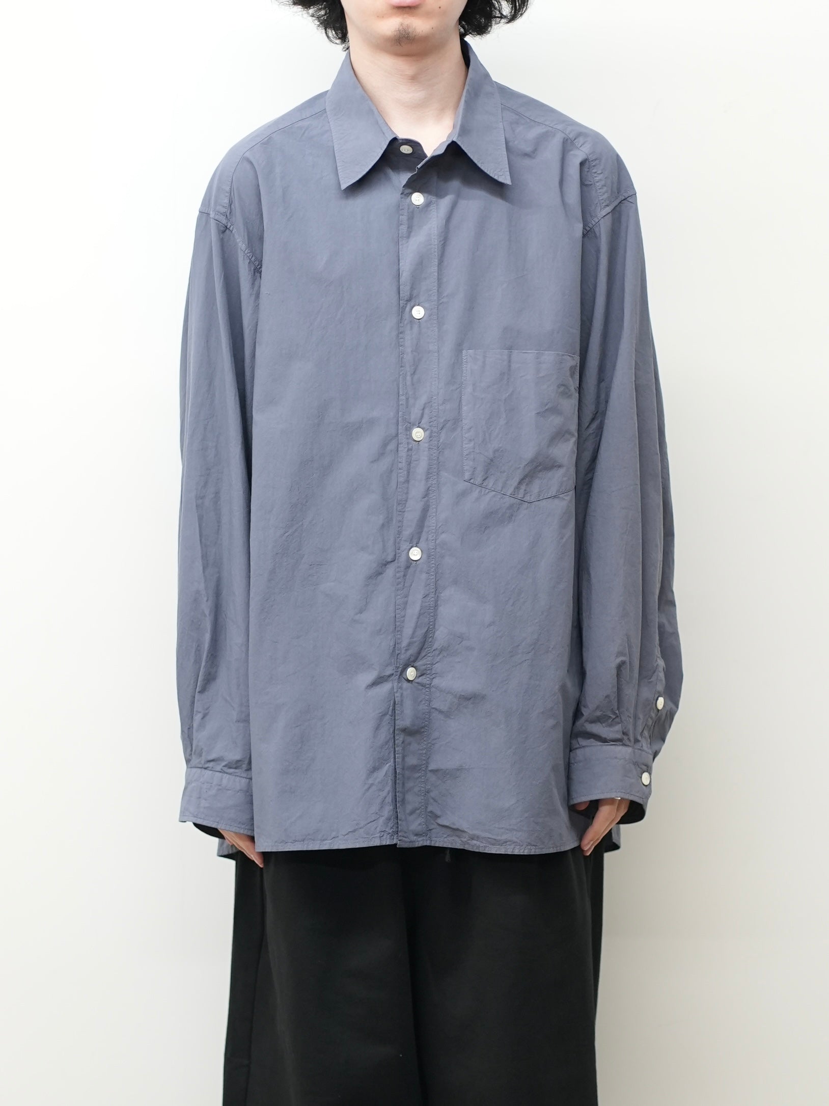 Ancellm シャツ　サイズ2 SHRINK OVER SHIRT(NAVY) – ANCELLM
