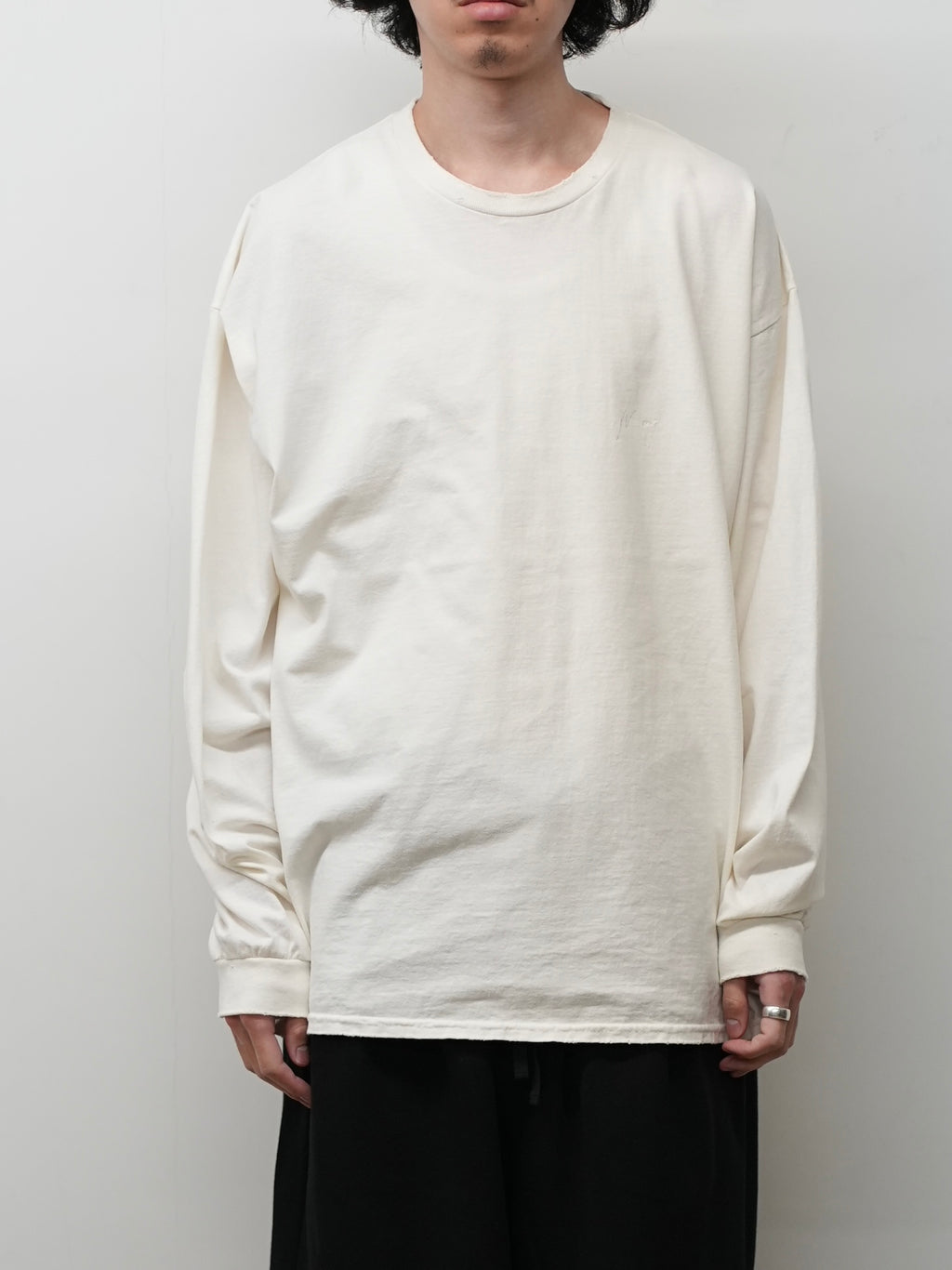 EMBROIDERY DYED LS(WHITE)
