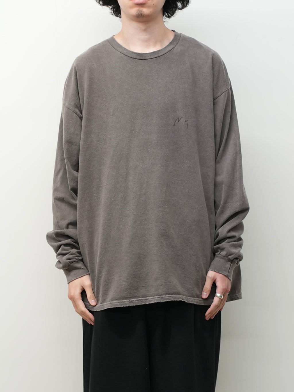 EMBROIDERY DYED LS(BROWN)