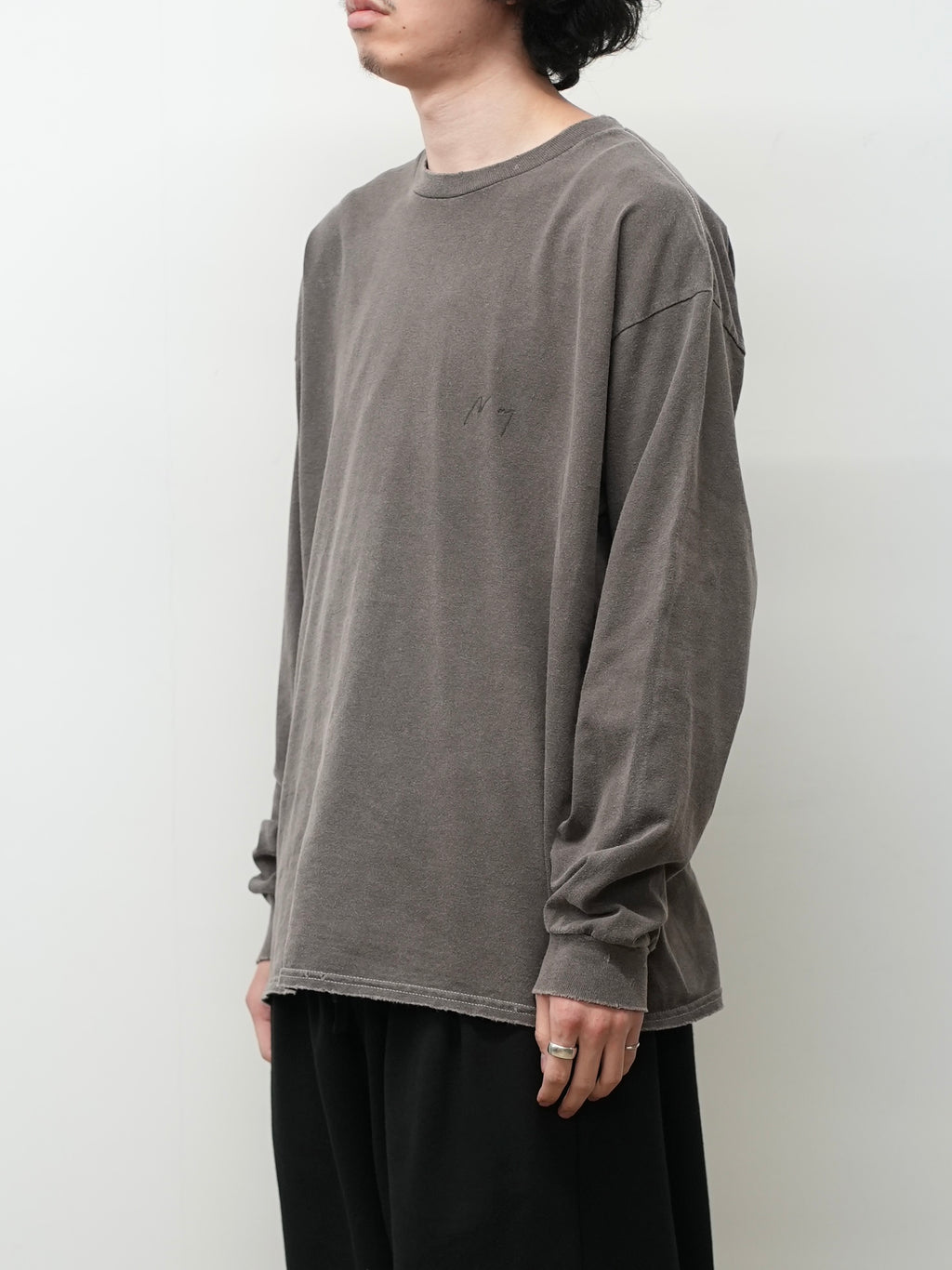 EMBROIDERY DYED LS(BROWN)