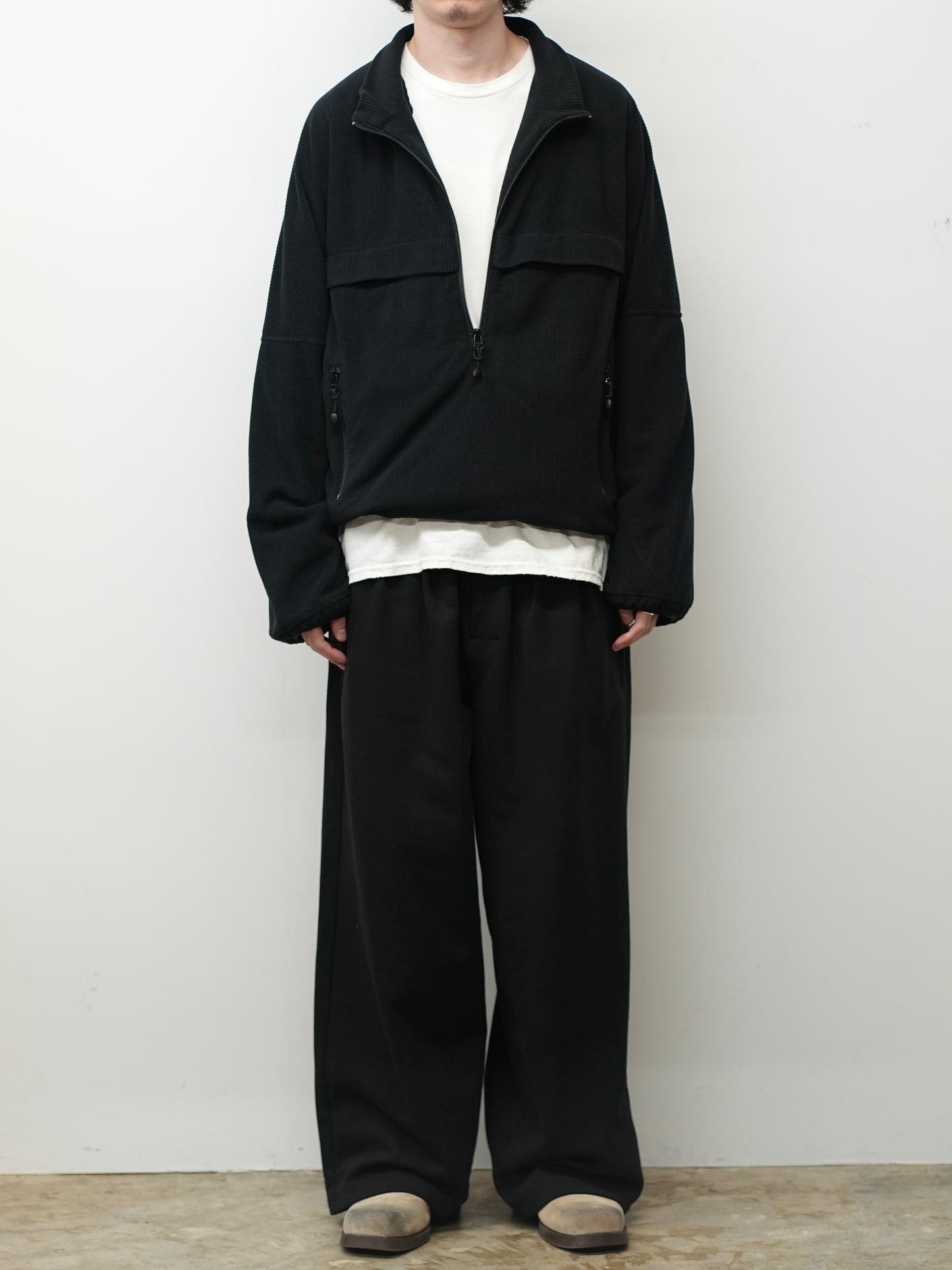 KIMONO ZIP FLEECE(BLACK)