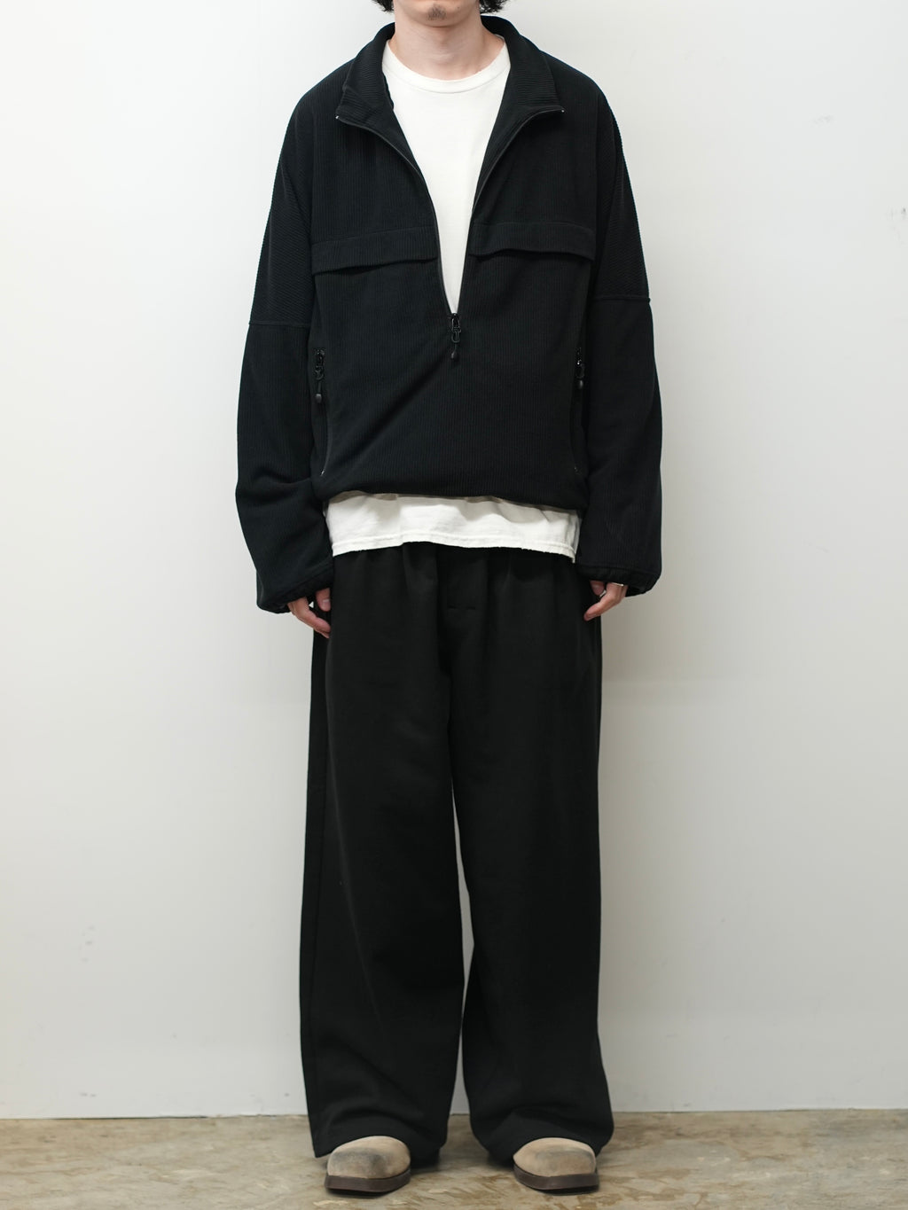 KIMONO ZIP FLEECE(BLACK)