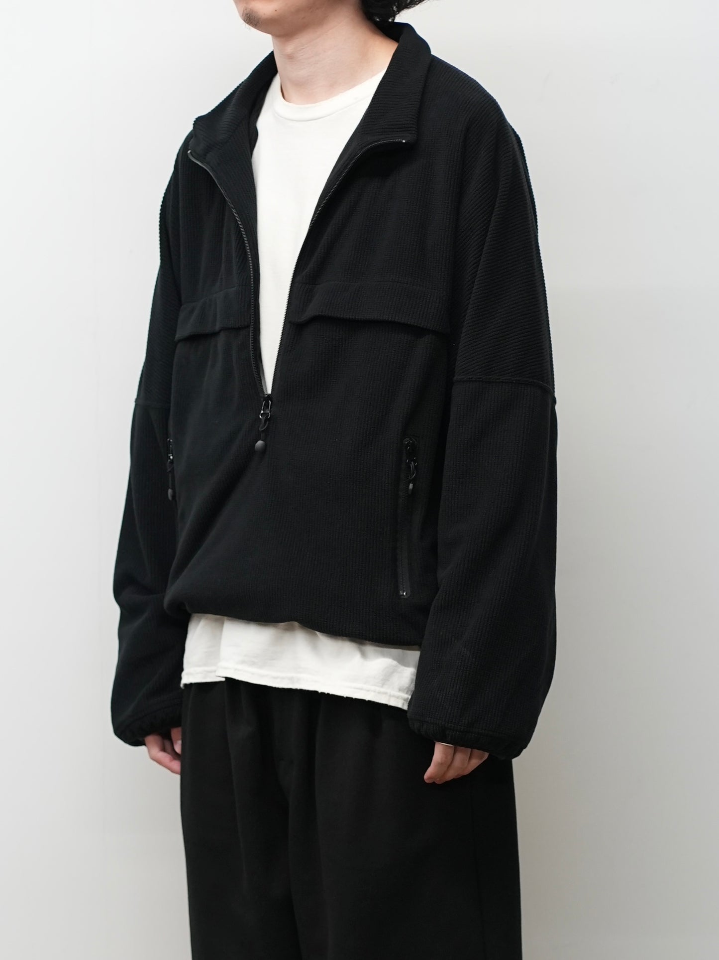 KIMONO ZIP FLEECE(BLACK)