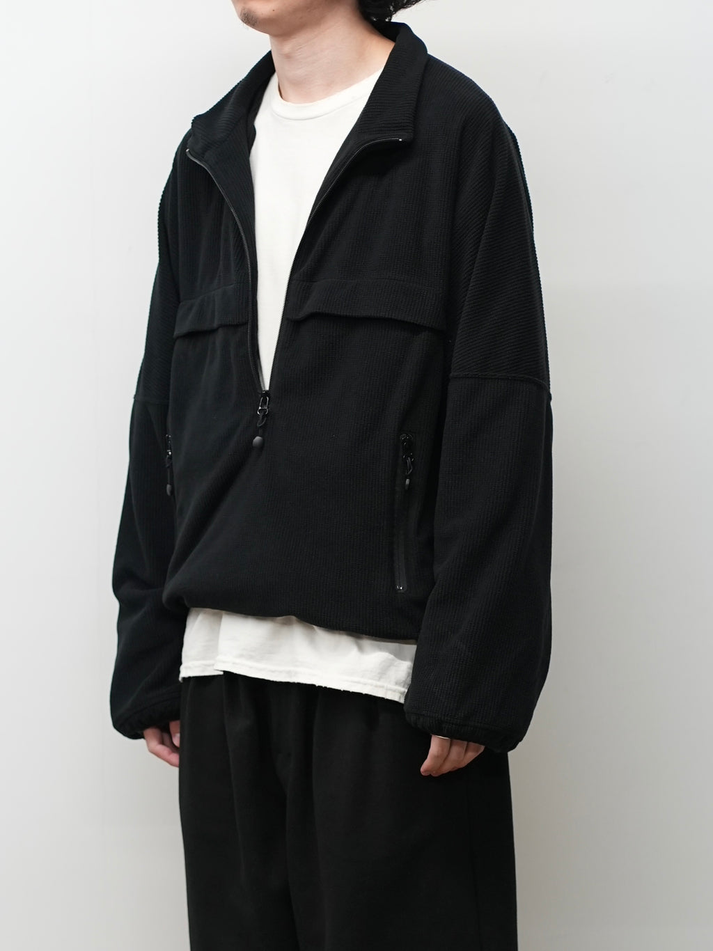 KIMONO ZIP FLEECE(BLACK)