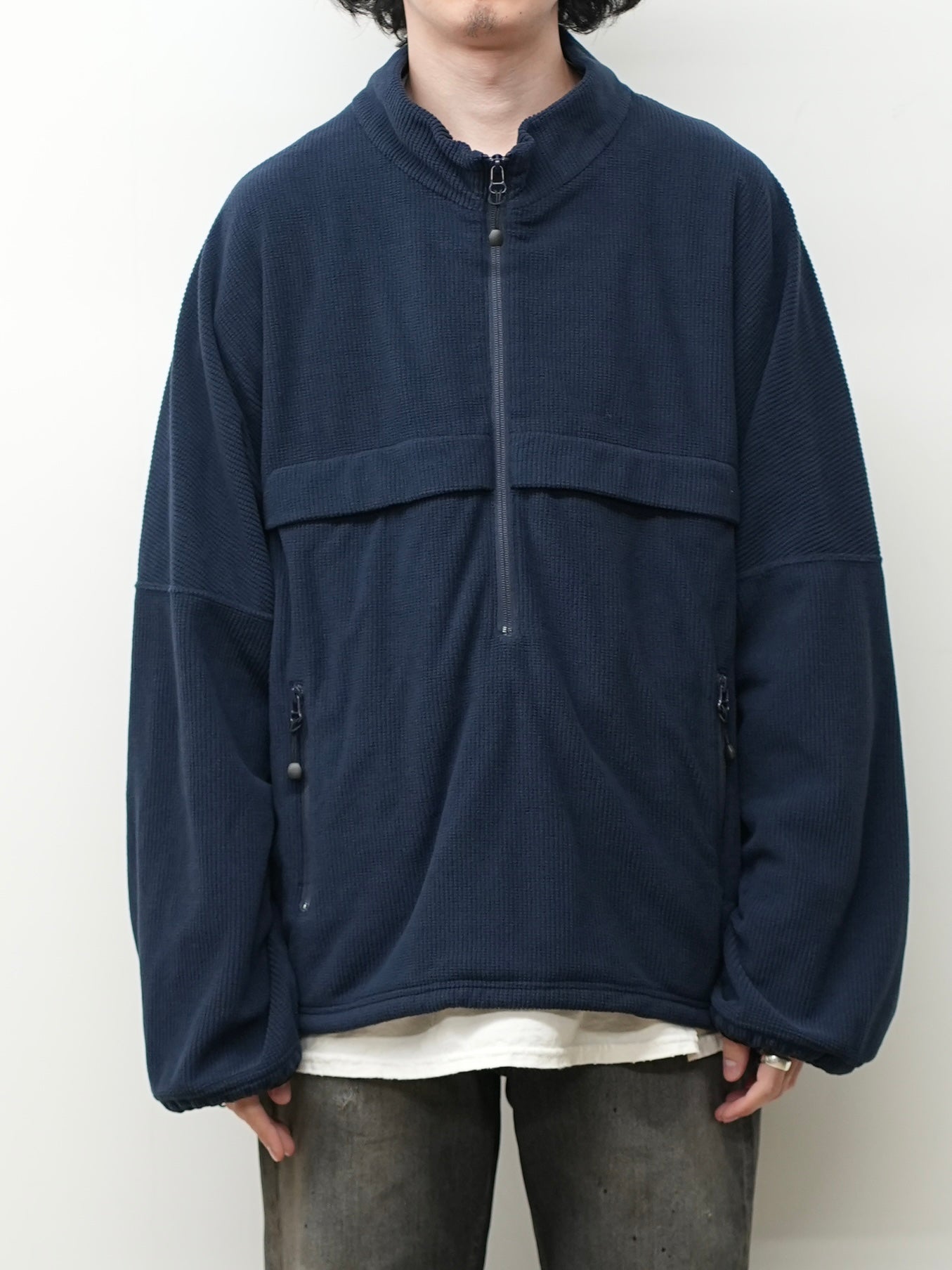 KIMONO ZIP FLEECE(NAVY) – ANCELLM