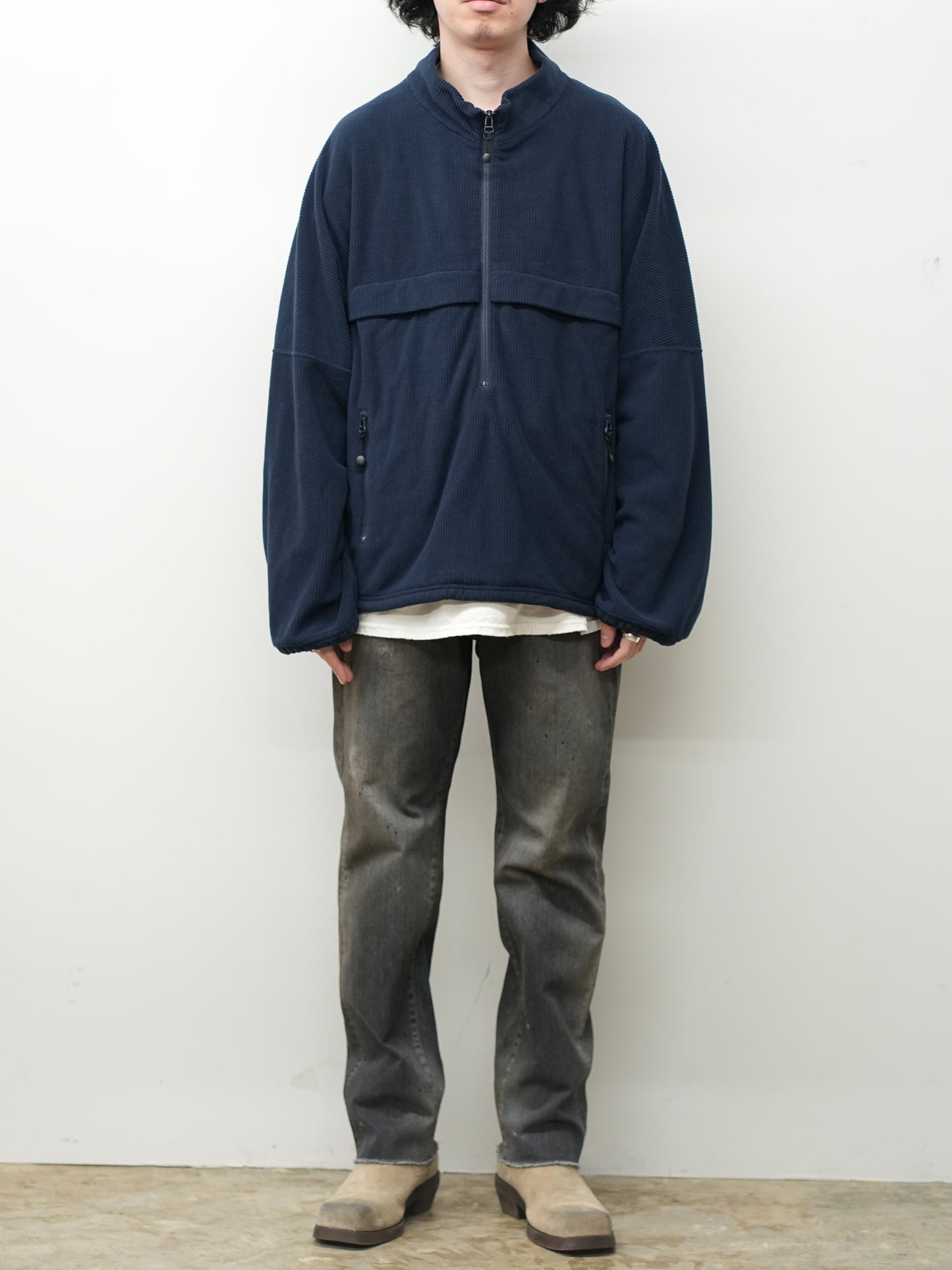 KIMONO ZIP FLEECE(NAVY)