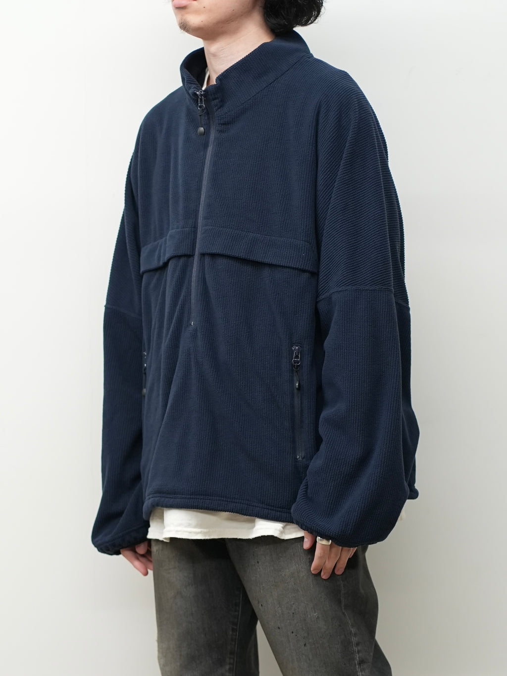 KIMONO ZIP FLEECE(NAVY)