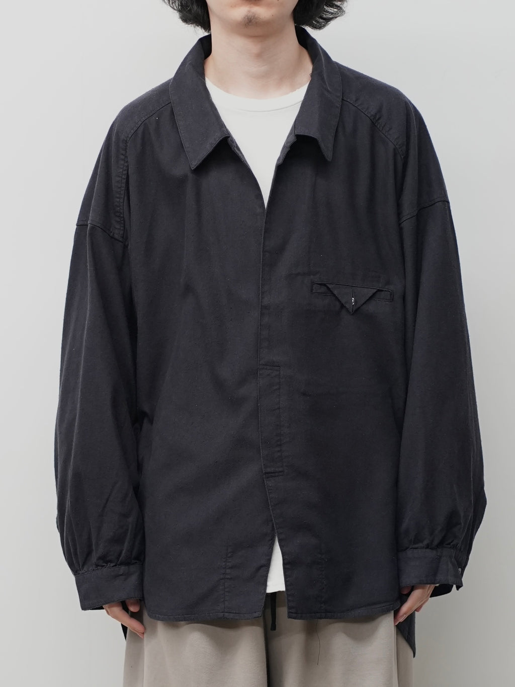 SILK NEP LONG SHIRT(BLACK)