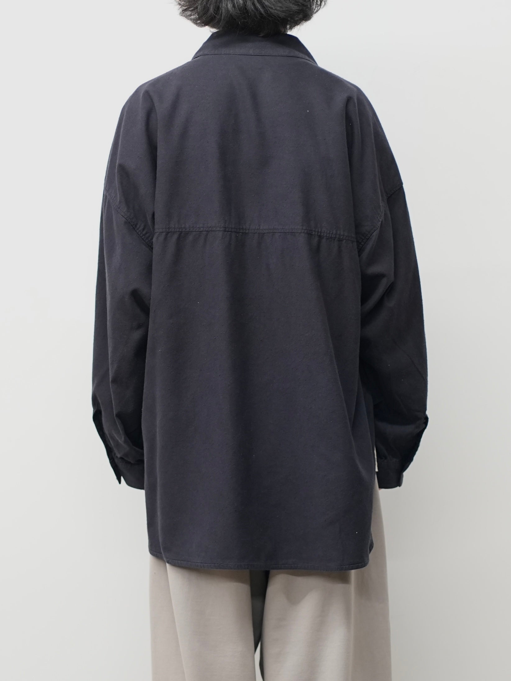 SILK NEP LONG SHIRT(BLACK) – ANCELLM