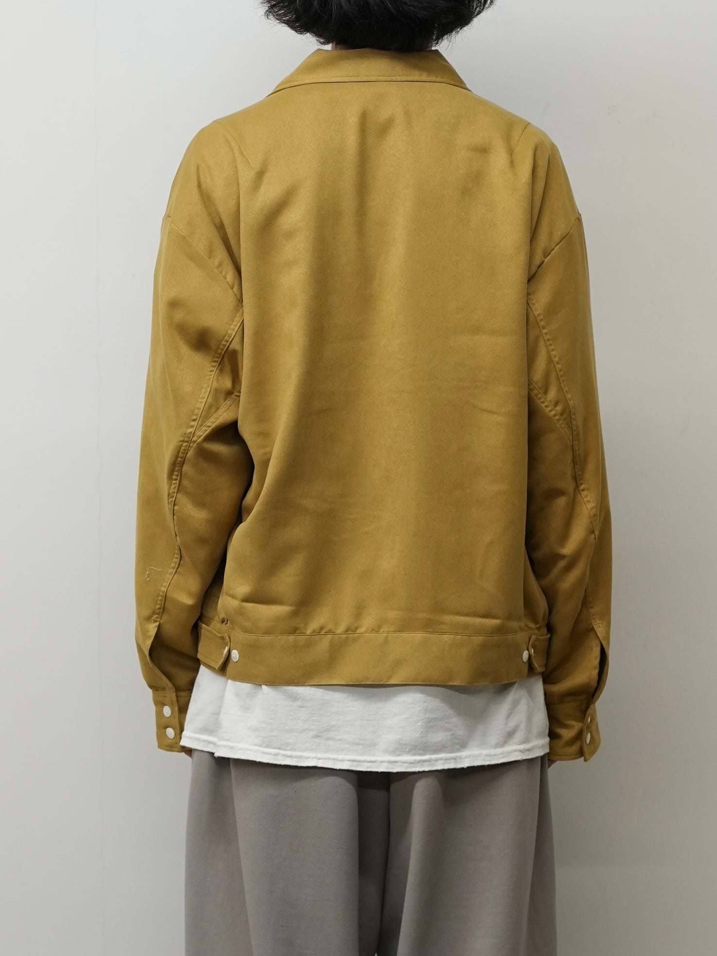 VEGAN SUEDE OPEN COLLAR SHIRT(YELLOW) – ANCELLM