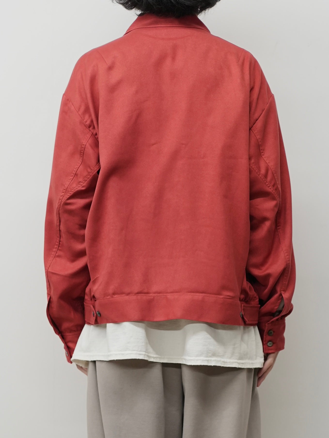 VEGAN SUEDE OPEN COLLAR SHIRT(RED) – ANCELLM