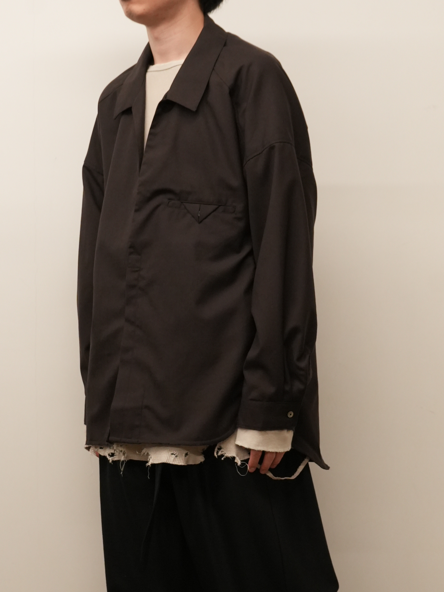 WASH WOOL LONG SHIRT(BROWN) – ANCELLM WASH WOOL LONG SHIRT(BROWN) – ANCELLM
