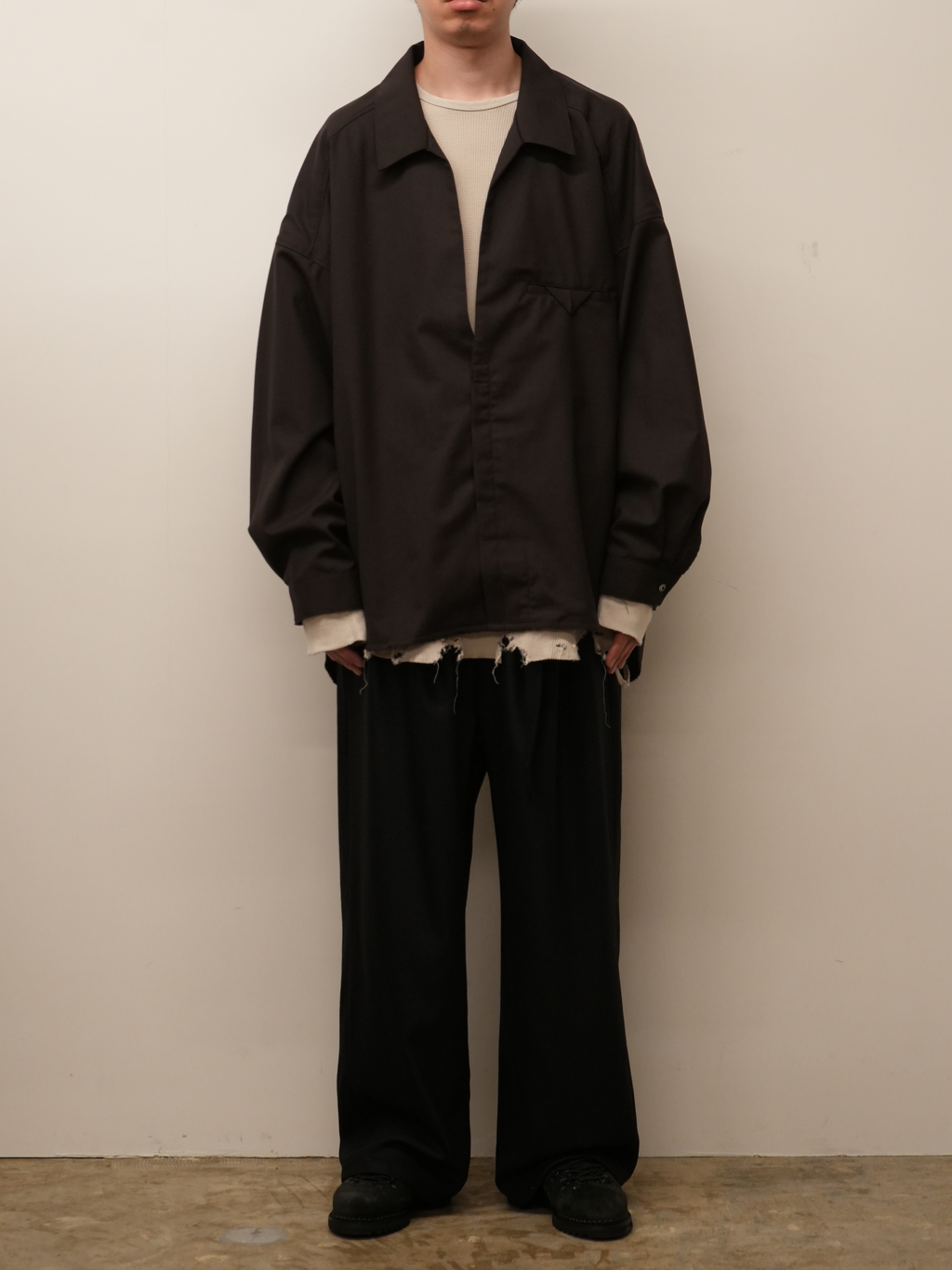 WASH WOOL LONG SHIRT(BROWN) – ANCELLM WASH WOOL LONG SHIRT(BROWN) – ANCELLM