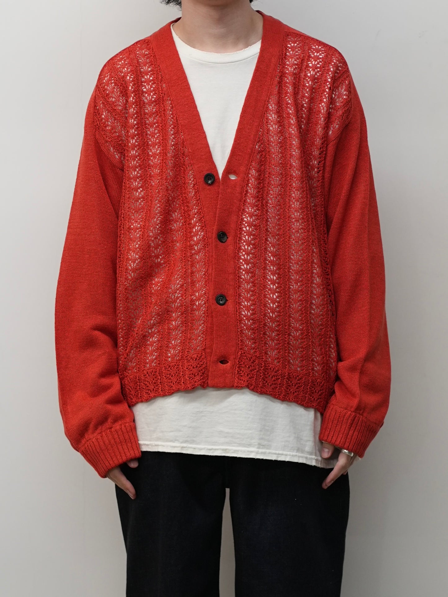 LACED KNIT CARDIGAN(RED)