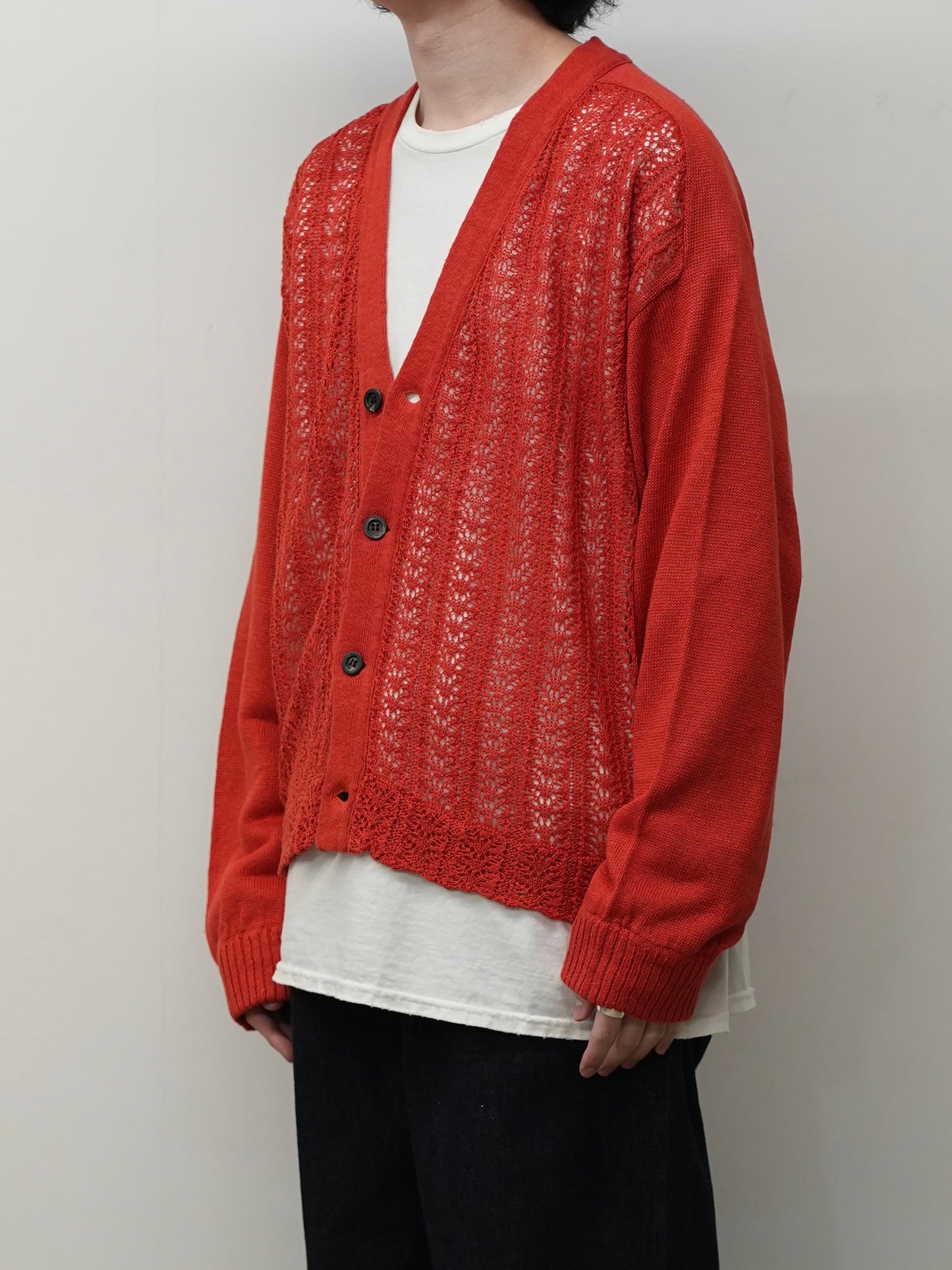 LACED KNIT CARDIGAN(RED)