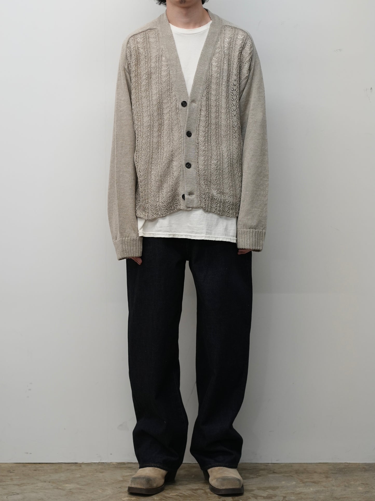 LACED KNIT CARDIGAN(BEIGE)
