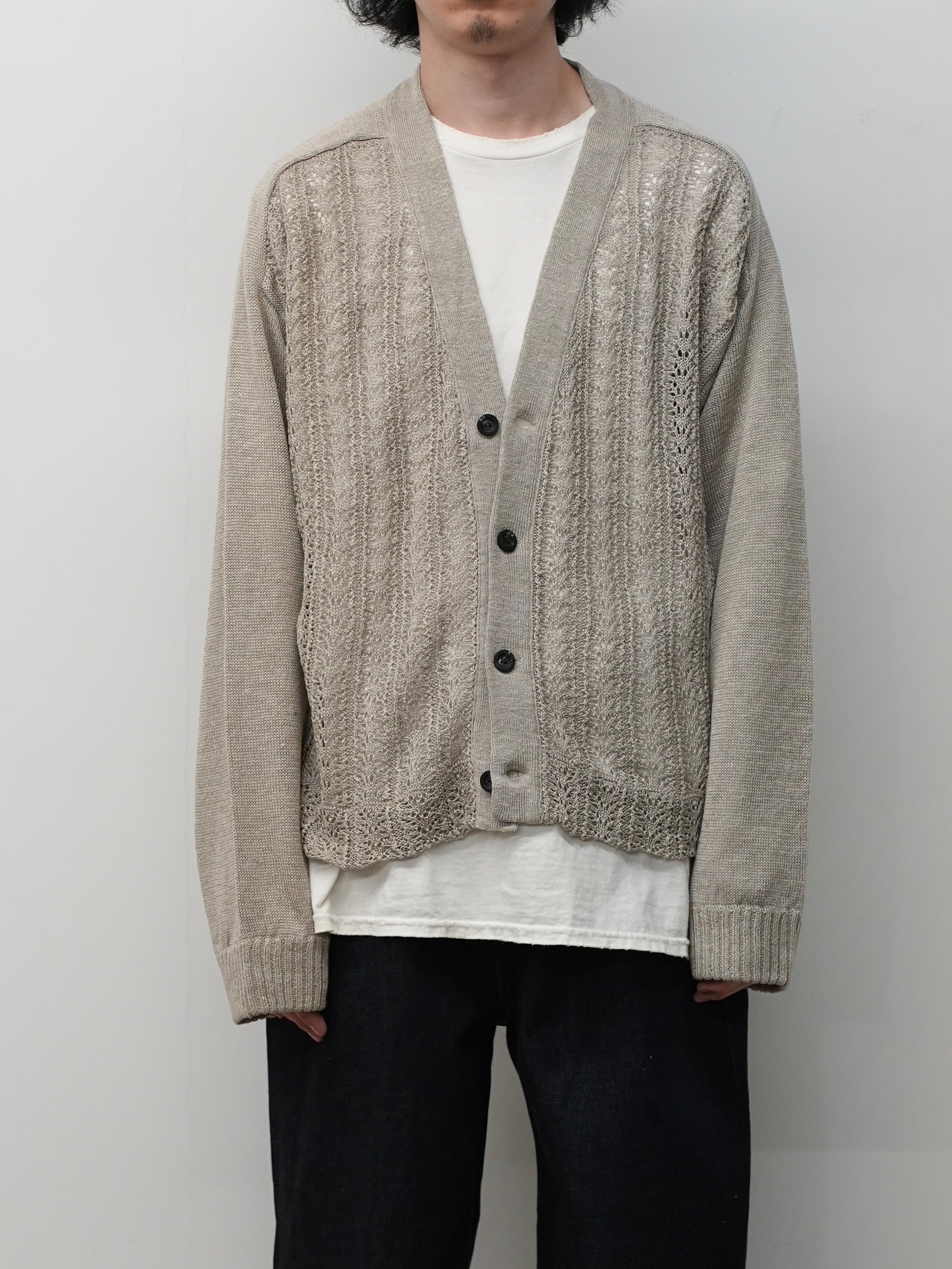 トップス ANCELLM 26ss LACED KNIT CARDIGAN(BEIGE) LACED KNIT CARDIGAN(BEIGE) – ANCELLM