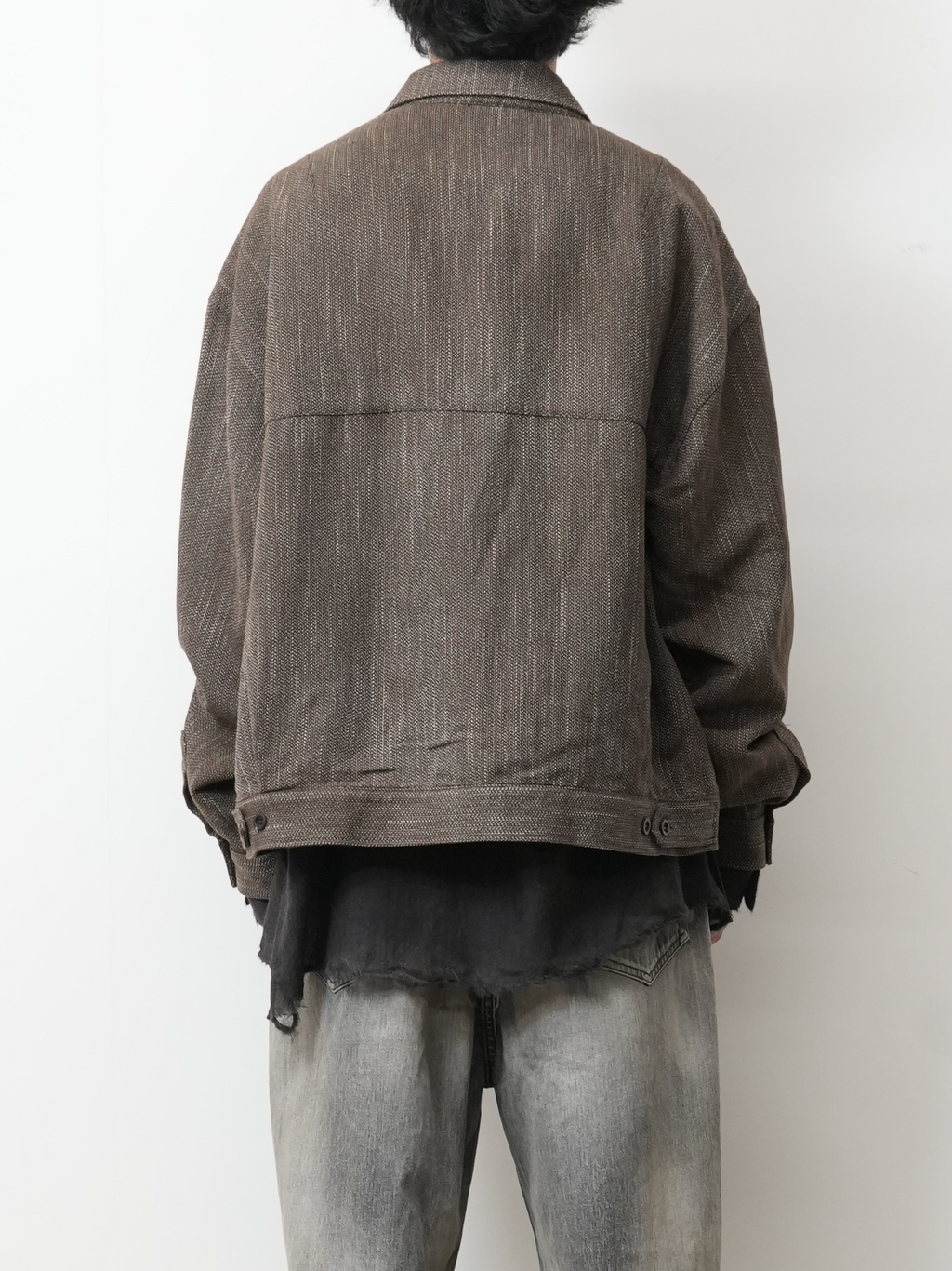 MELANGE WOOL WORK SHIRT BLOUSON(BROWN)