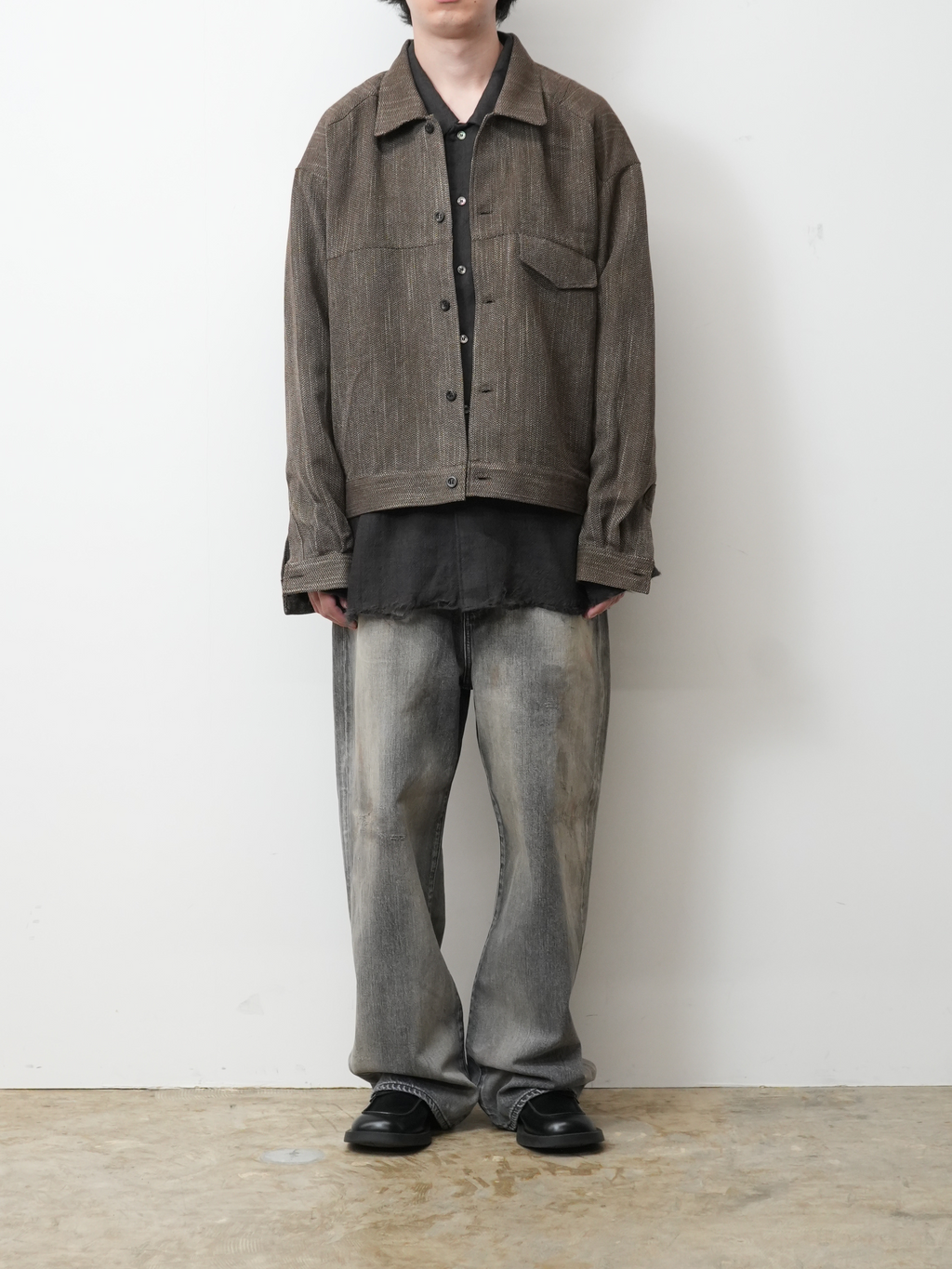 MELANGE WOOL WORK SHIRT BLOUSON(BROWN)