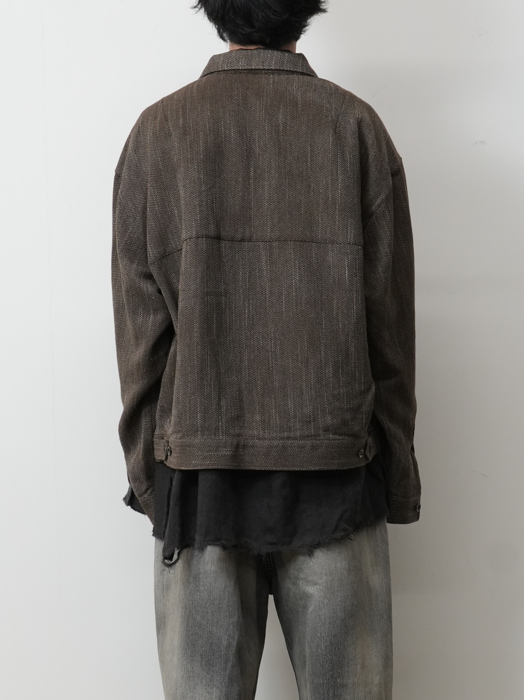 MELANGE WOOL WORK SHIRT BLOUSON(BROWN)