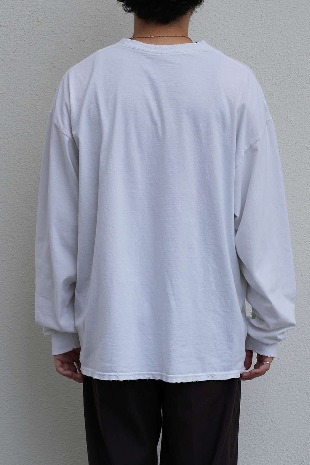 EMBROIDERY DYED LS T-SHIRT(WHITE)