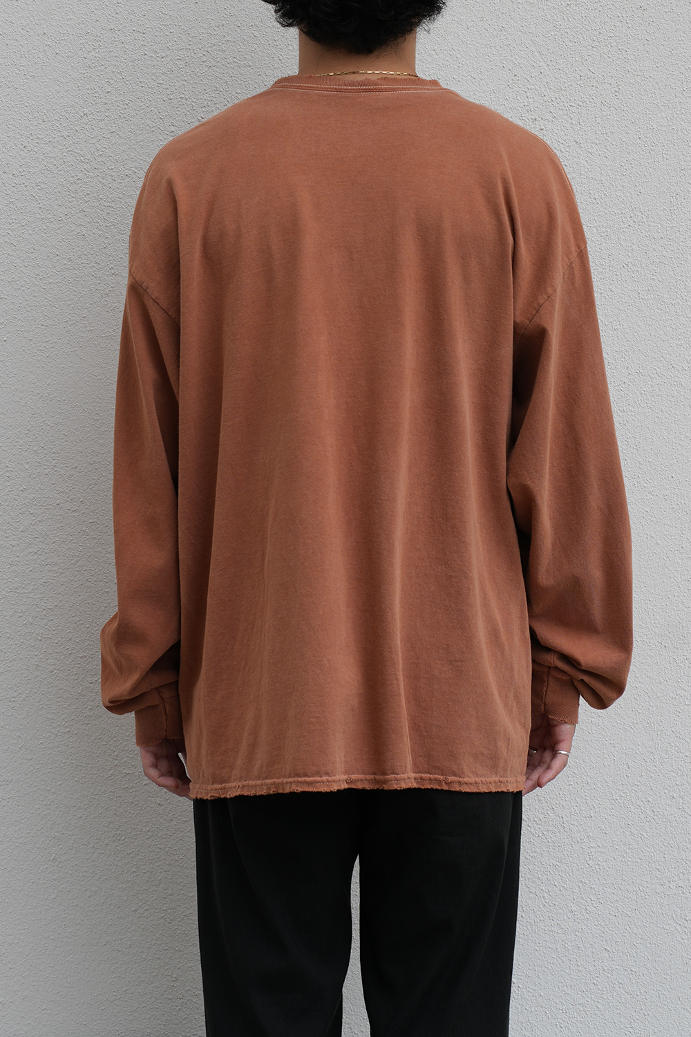 EMBROIDERY DYED LS T-SHIRT(TERRACOTTA)