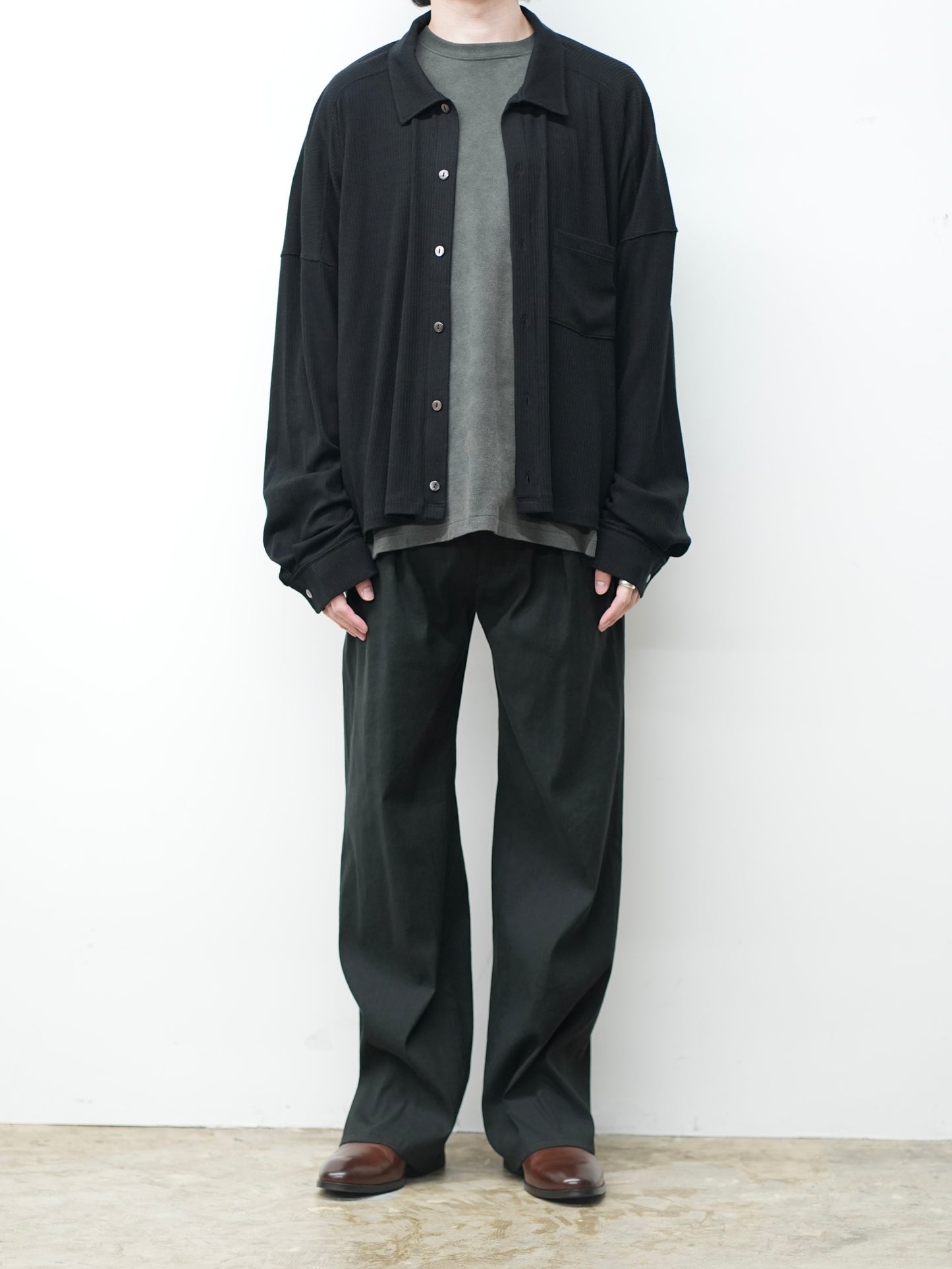 CAS/SIL KIMONO KNIT SHIRT(BLACK)