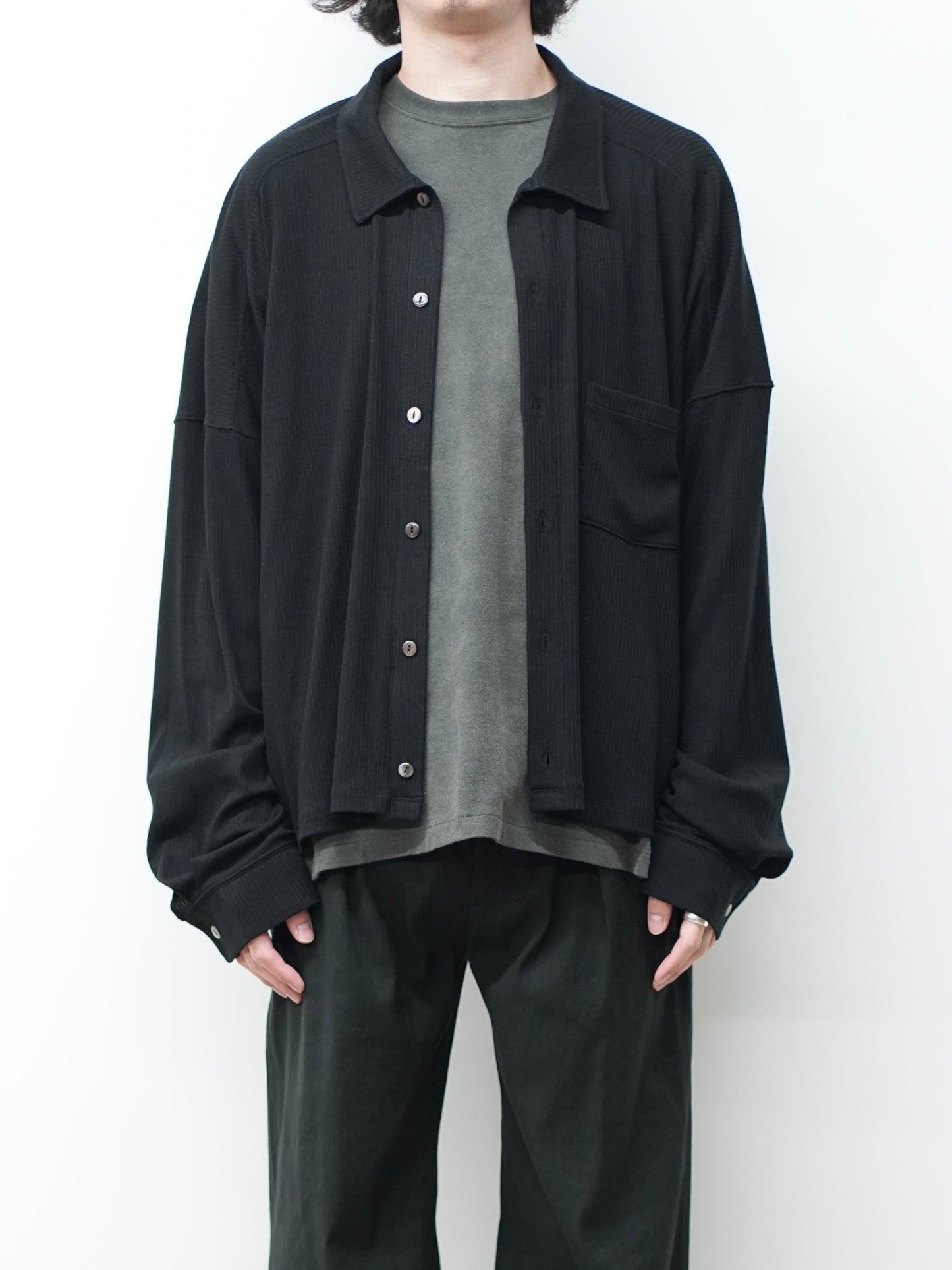 CAS/SIL KIMONO KNIT SHIRT(BLACK)