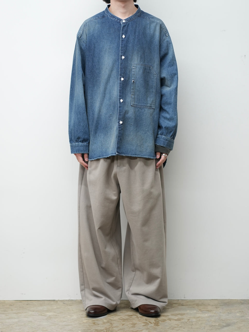 DENIM BAND COLLAR SHIRT(INDIGO)