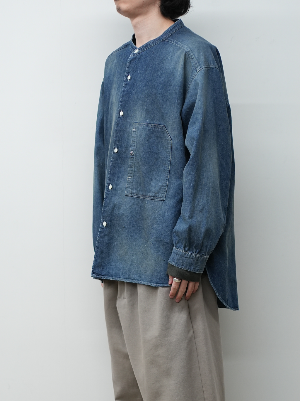DENIM BAND COLLAR SHIRT(INDIGO)