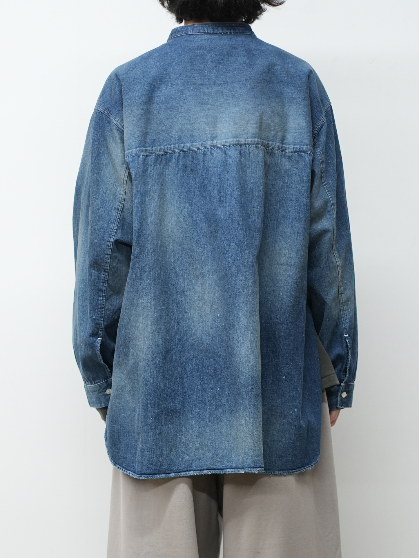 DENIM BAND COLLAR SHIRT(INDIGO) – ANCELLM DENIM BAND COLLAR SHIRT(INDIGO) – ANCELLM