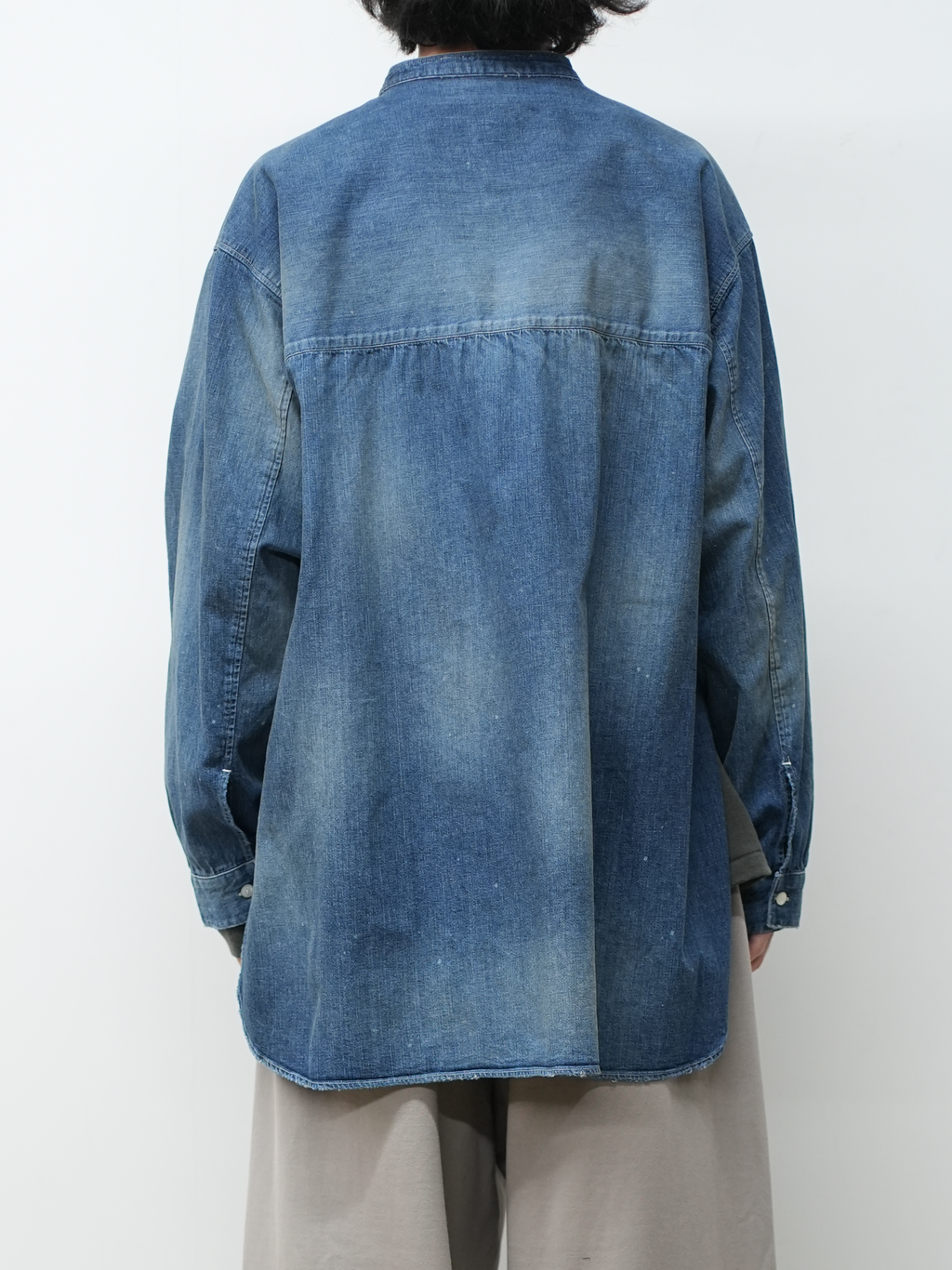 DENIM BAND COLLAR SHIRT(INDIGO) – ANCELLM DENIM BAND COLLAR SHIRT(INDIGO) – ANCELLM