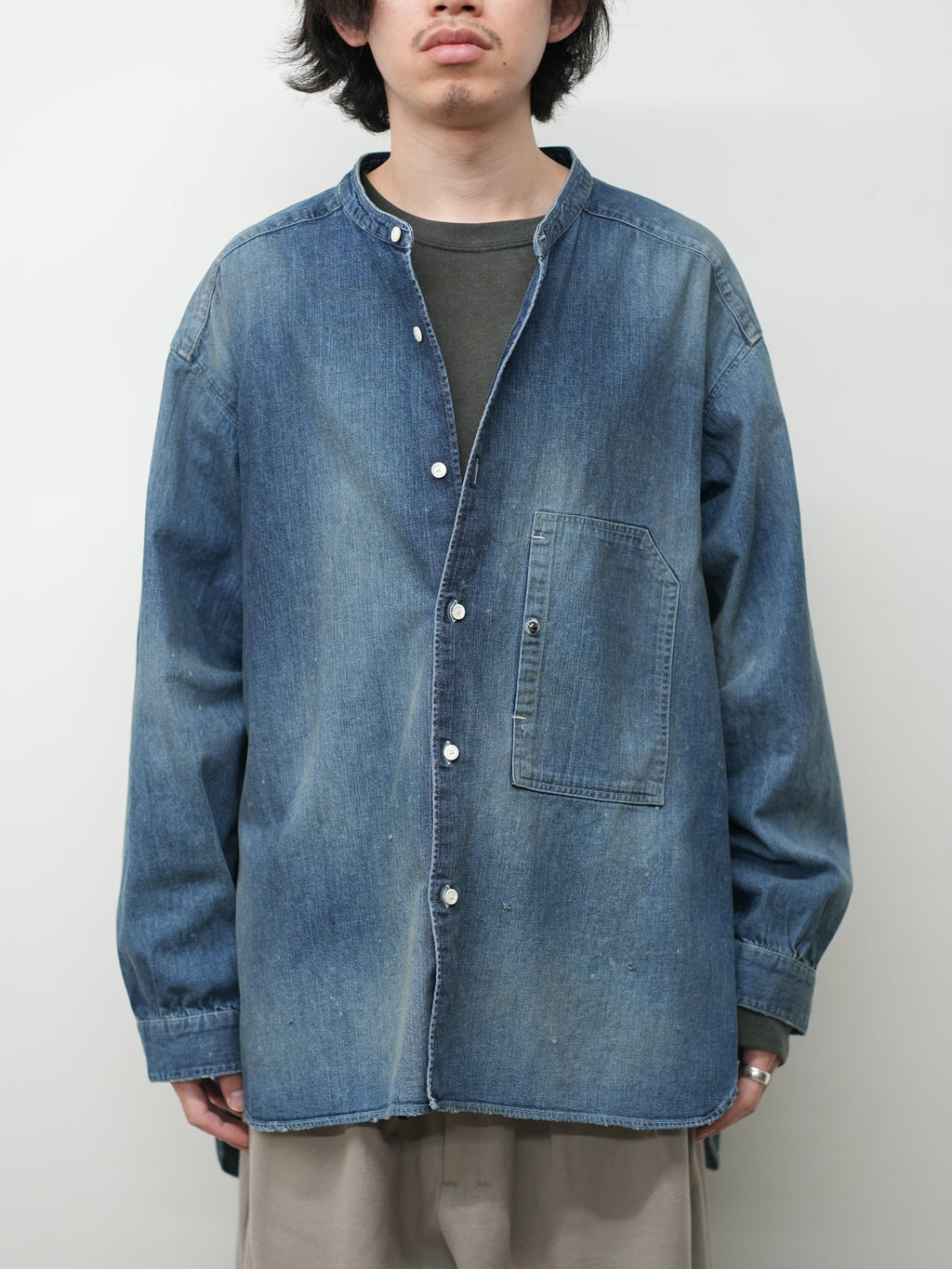 DENIM BAND COLLAR SHIRT(INDIGO)