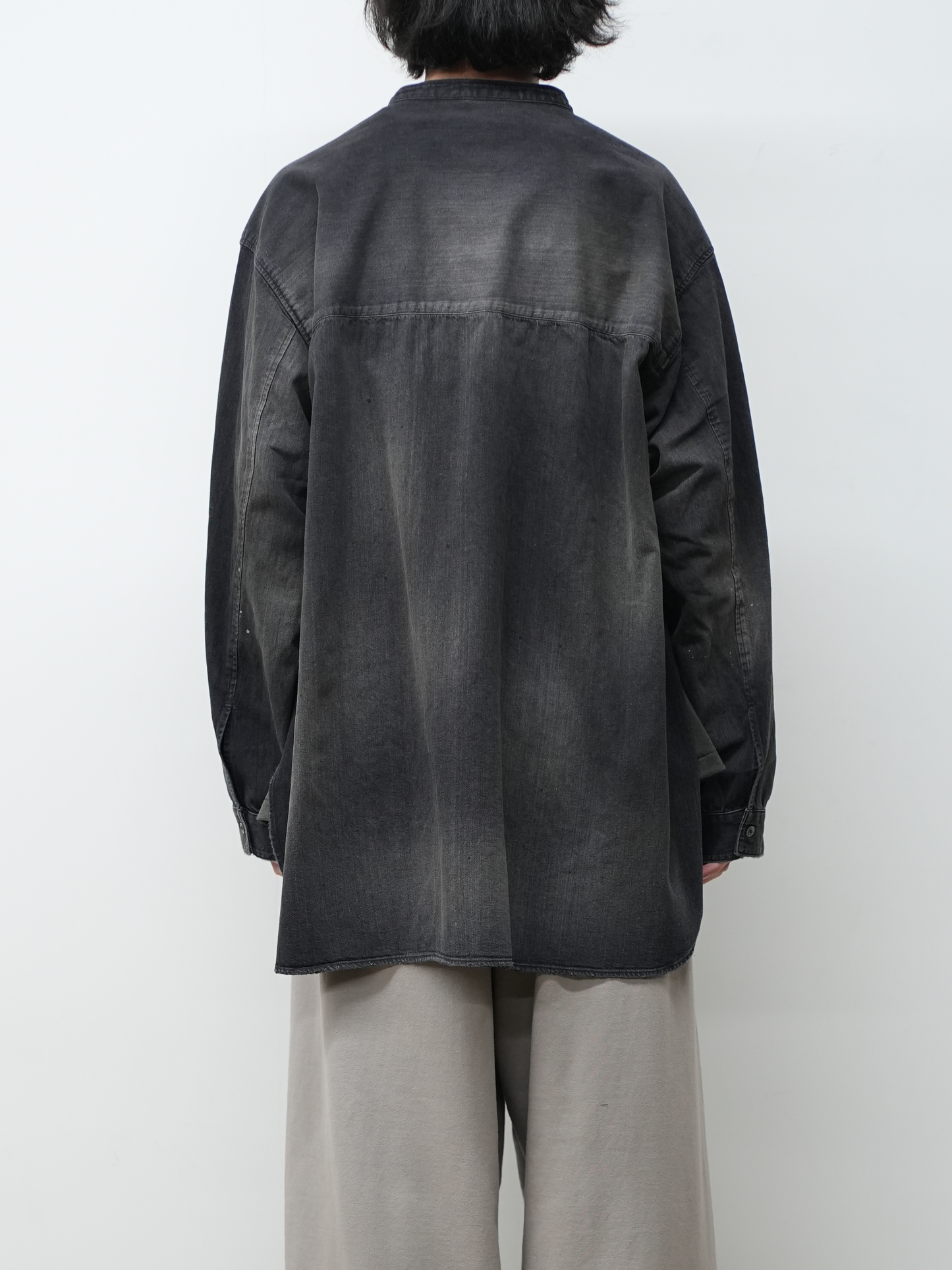 DENIM BAND COLLAR SHIRT(BLACK) – ANCELLM DENIM BAND COLLAR SHIRT(BLACK) – ANCELLM