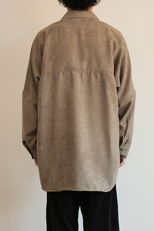 VEGAN LEATHER SKIPPER LONG LS ZIP SHIRT(GRAY)