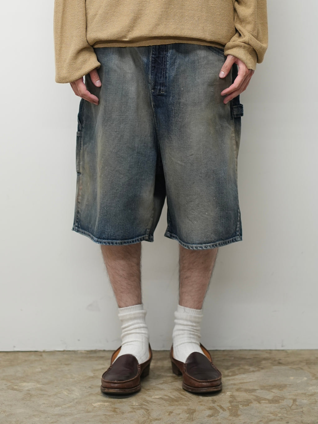DENIM PAINTER SHORTS(INDIGO)