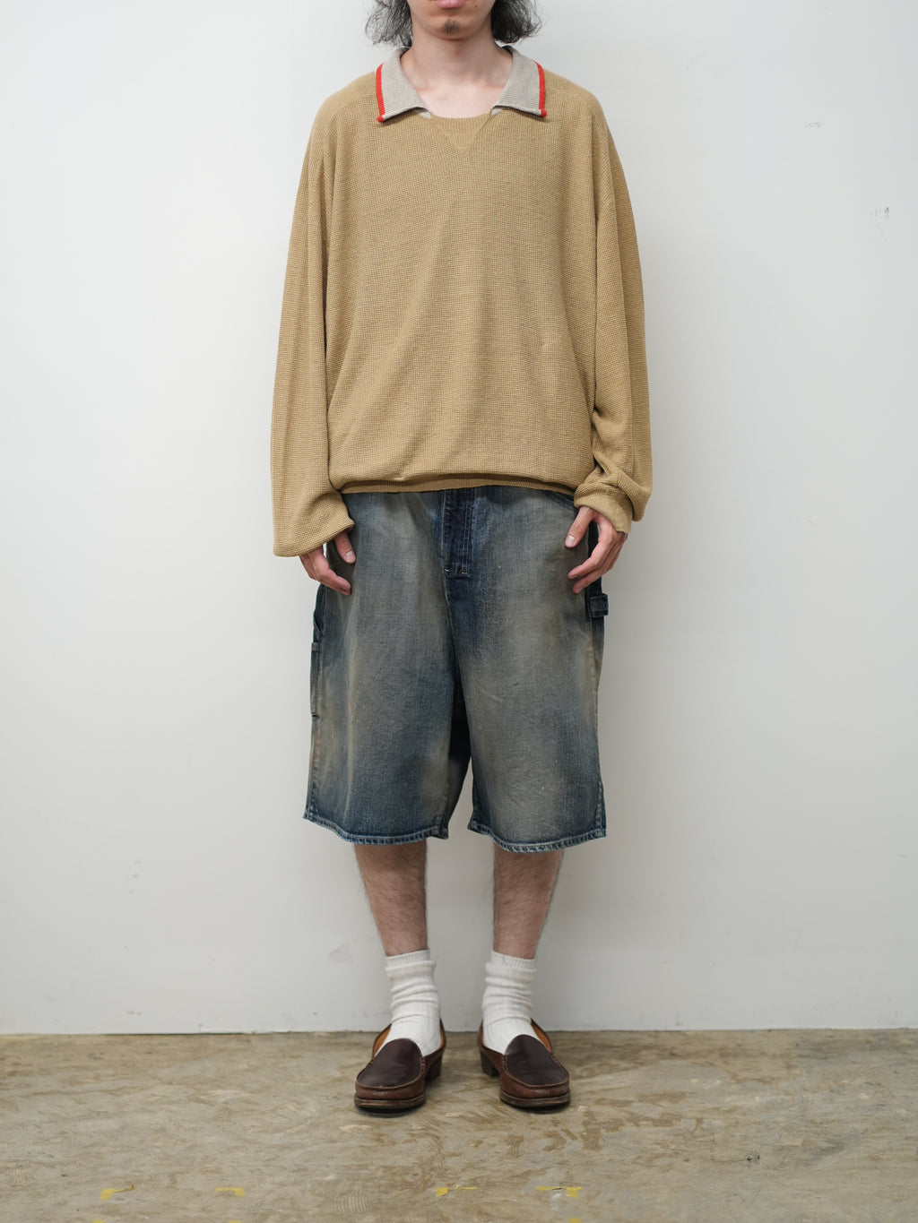 DENIM PAINTER SHORTS(INDIGO)