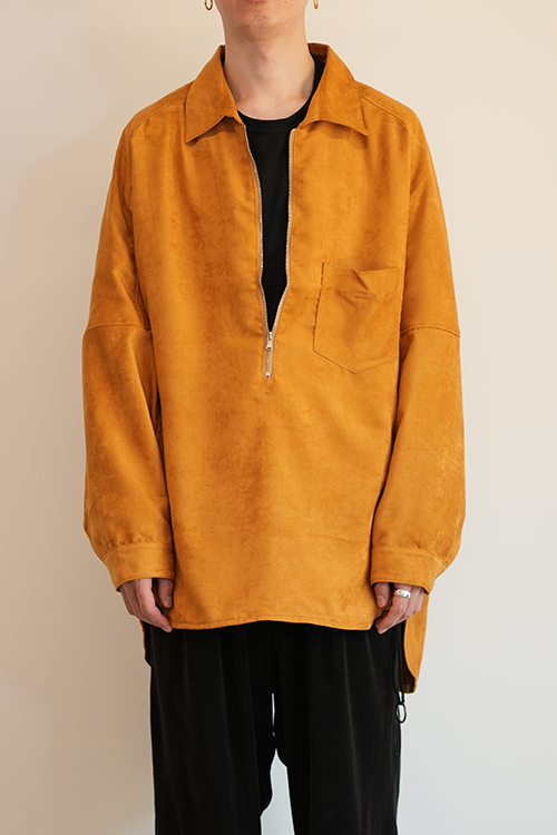 VEGAN LEATHER SKIPPER LONG LS ZIP SHIRT(YELLOW)