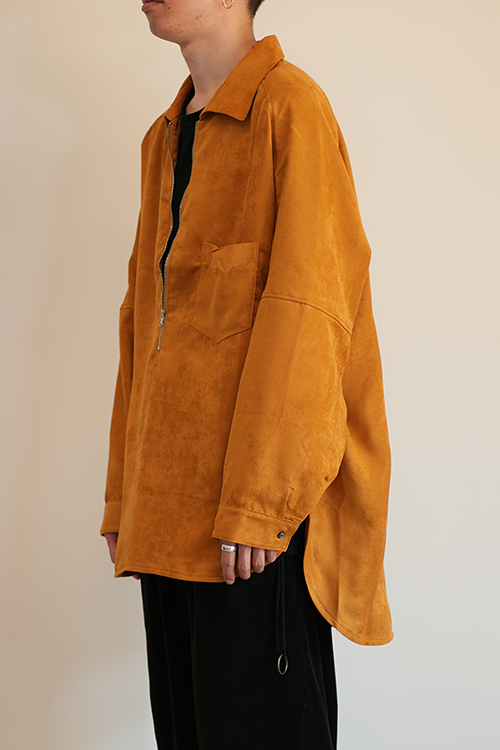 VEGAN LEATHER SKIPPER LONG LS ZIP SHIRT(YELLOW)