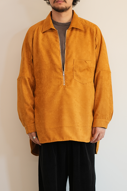 VEGAN LEATHER SKIPPER LONG LS ZIP SHIRT(YELLOW)