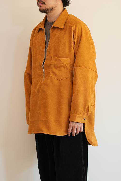 VEGAN LEATHER SKIPPER LONG LS ZIP SHIRT(YELLOW)