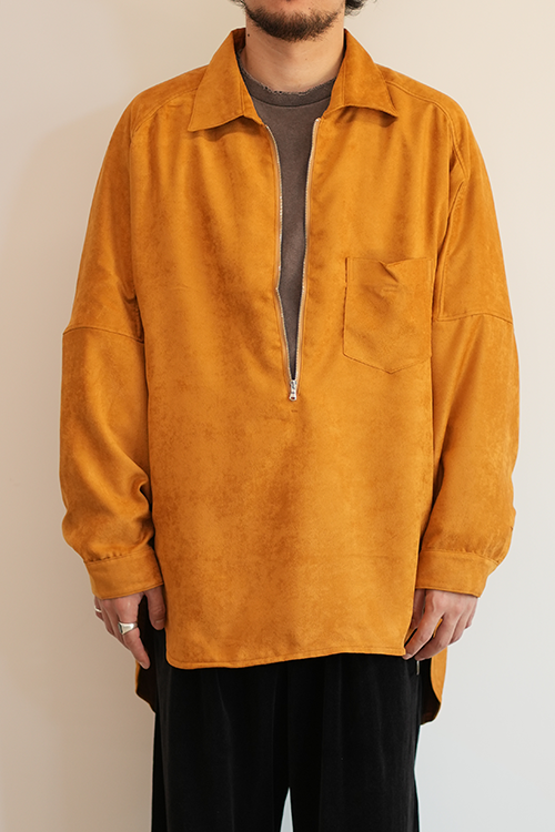 VEGAN LEATHER SKIPPER LONG LS ZIP SHIRT(YELLOW)