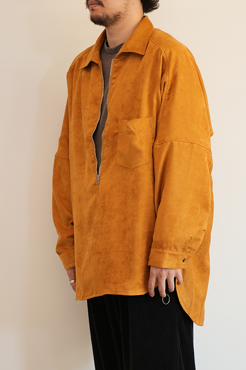 VEGAN LEATHER SKIPPER LONG LS ZIP SHIRT(YELLOW)