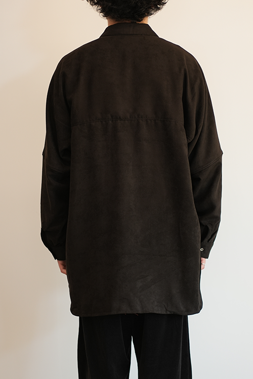 VEGAN LEATHER SKIPPER LONG LS ZIP SHIRT(BLACK)