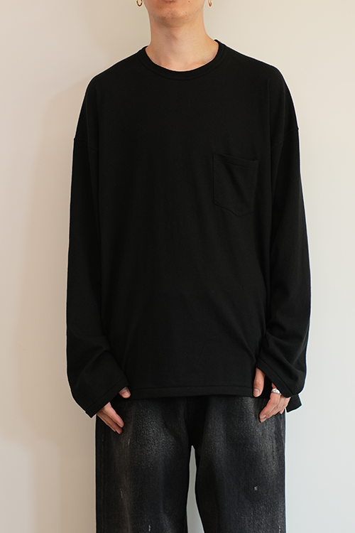 C/R OVER CREWNECK LS T-SHIRT(BLACK)