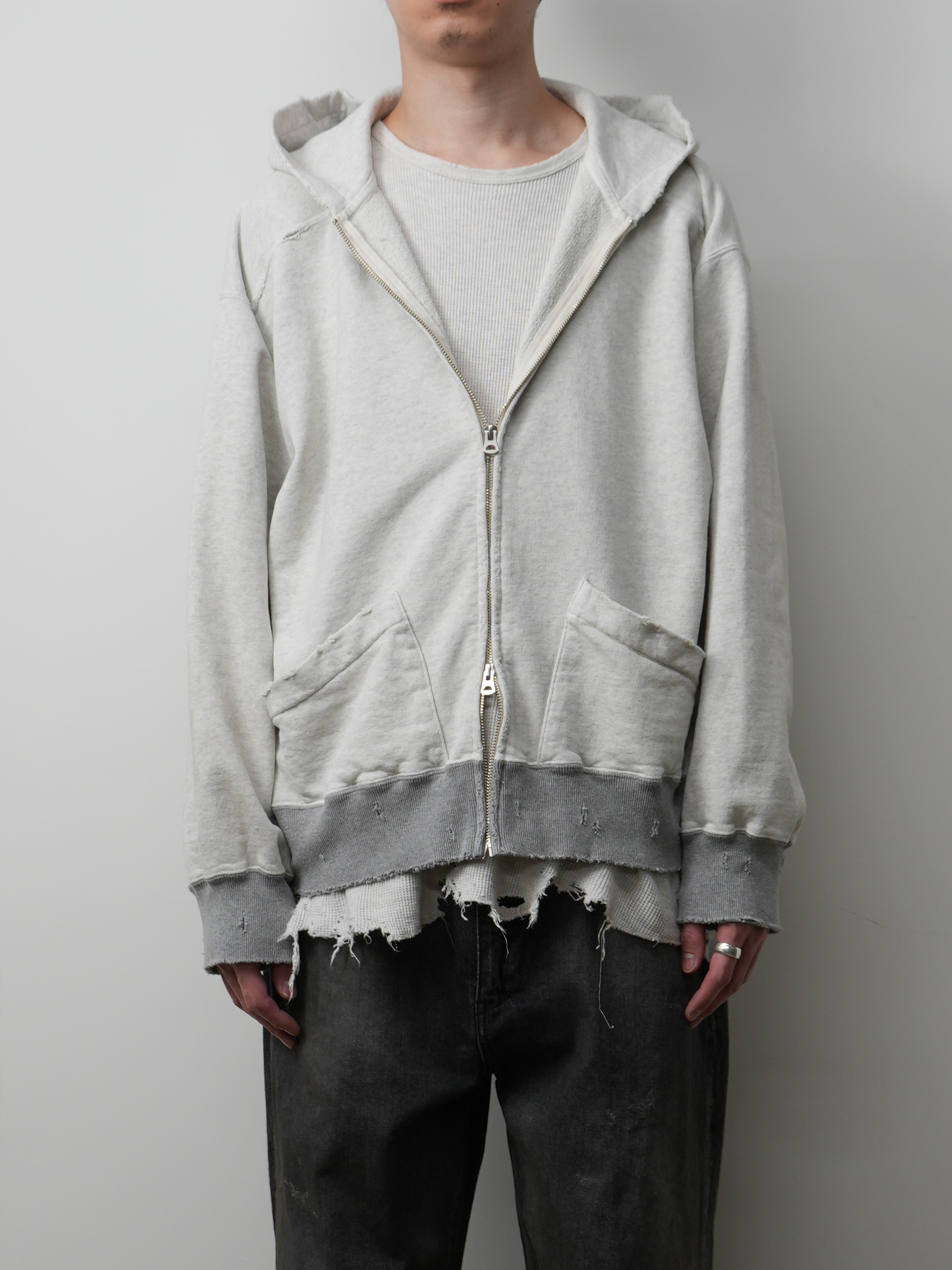 ZIPUP HOODIE(HEATHER WHITE)