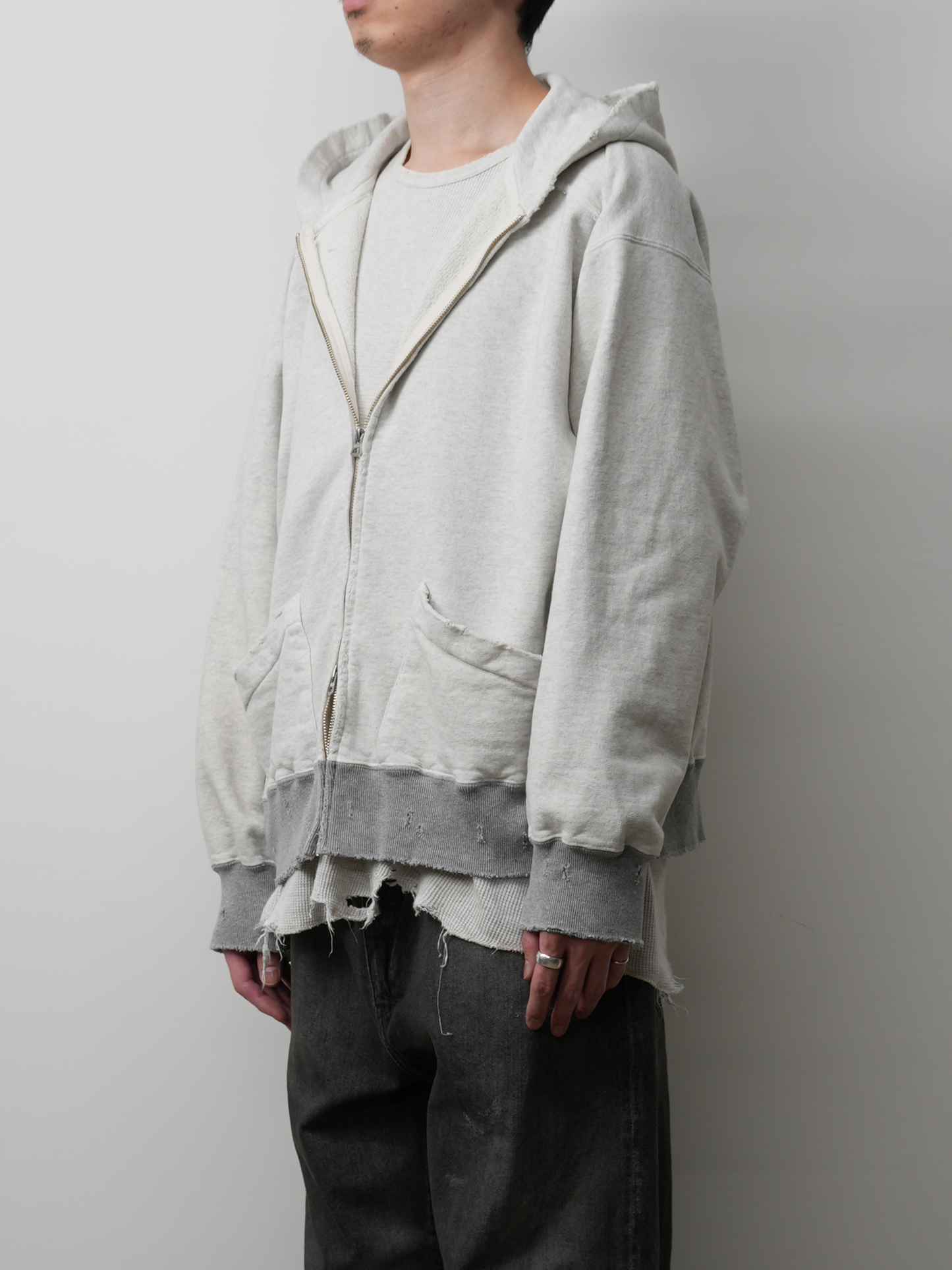 ZIPUP HOODIE(HEATHER WHITE)